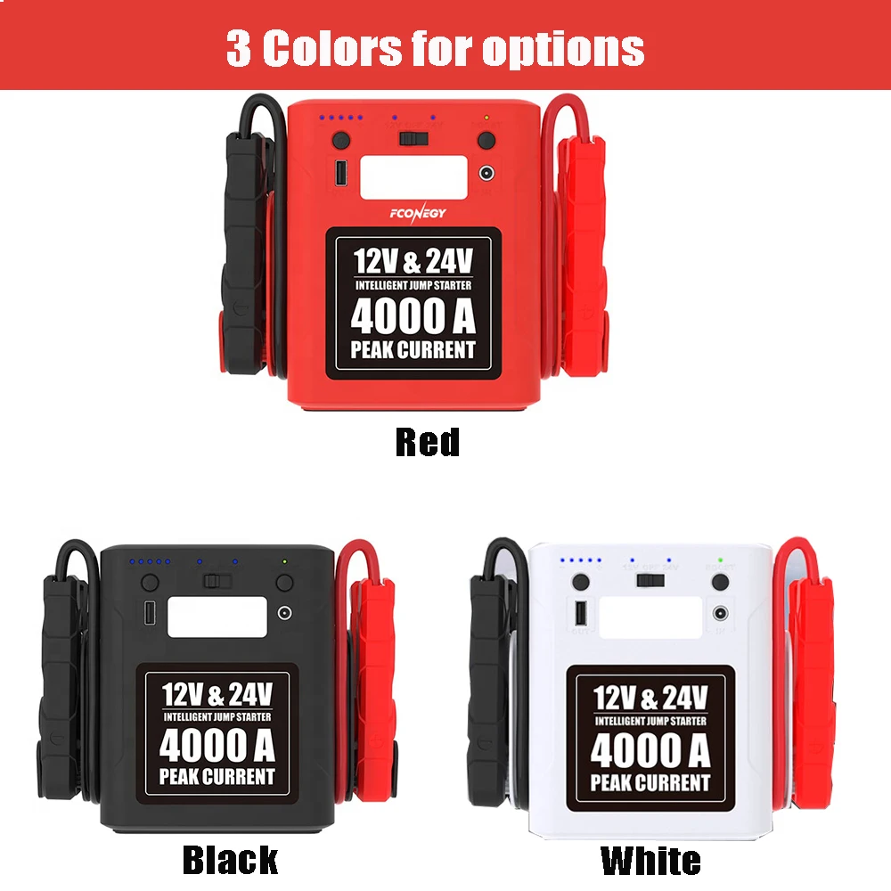 Portable 4000A 12V/24V Heavy Duty Jump Starter Portable Car Jump Starter Truck Jump Starter High Car Battery Jumper Booster 2