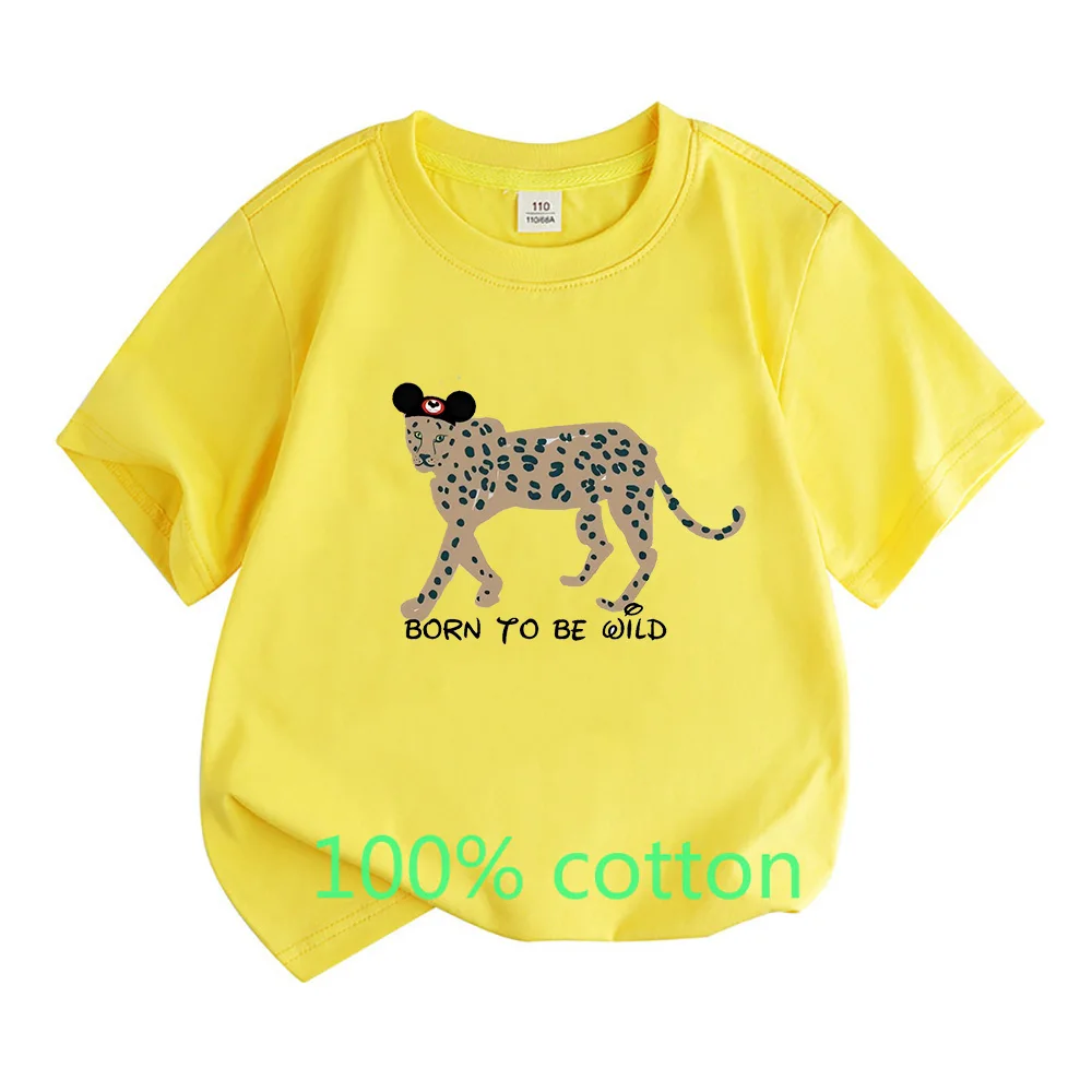 تي شيرت مملكة الحيوانات للأطفال ولد ليكون بري تي شيرت ديزني ملابس العطلات ديزني للأولاد والبنات تي شيرت ديزني القطني الأسد