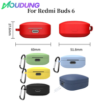 MOUDUNG New Silicone Protective Case for Redmi Buds 6 Active Shockproof Anti-Scratch Cover Protector With Hook Housing Shell