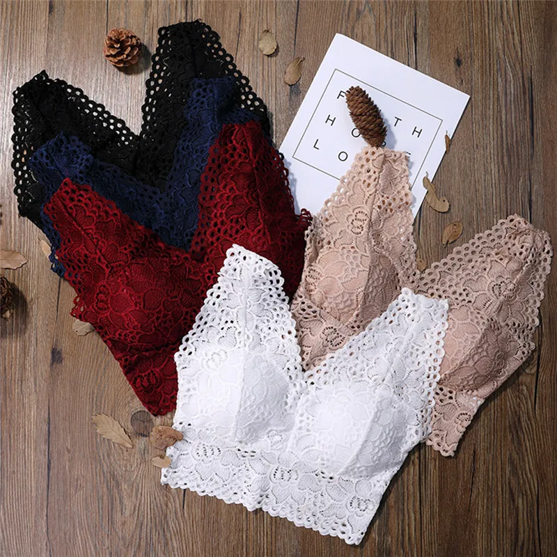 Floral Lace Bra Thin Wire Free Bralette Underwear Women Brassiere Sexy Lingerie