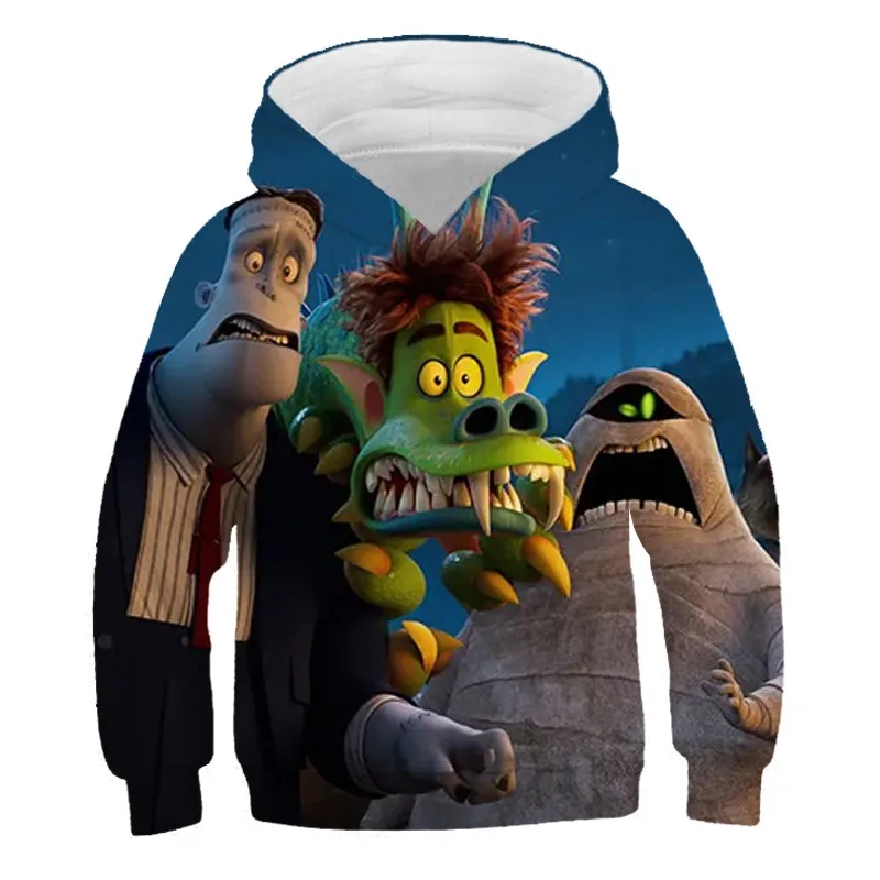 Hotel Transylvania anime character element movie peripheral series 3D digital printing youthful and fun autumn hooded sweatshirt