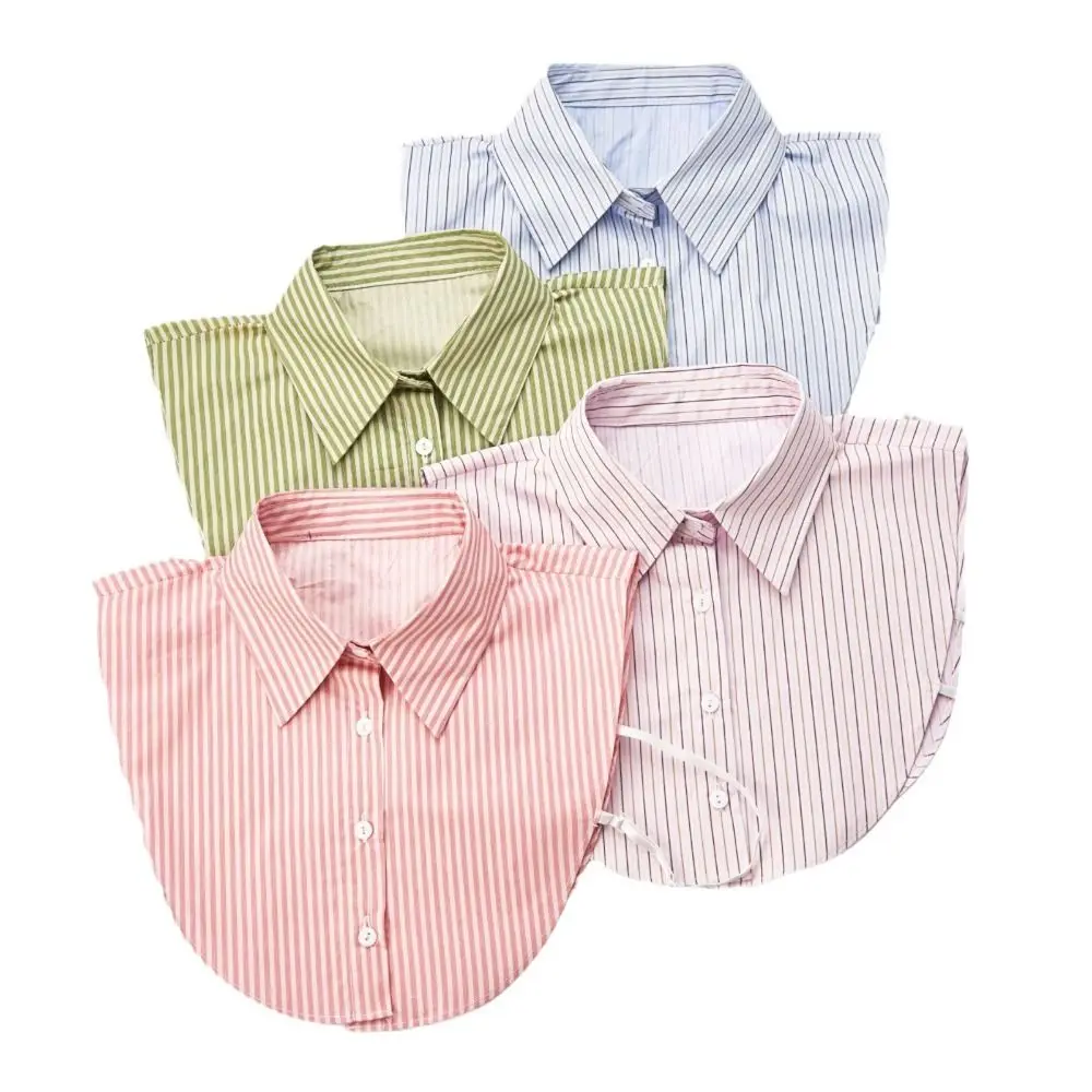 Модный хлопковый полосатый искусственный воротник, съемный классический галстук спереди, винтажная повседневная ложная блузка с воротником для женщин