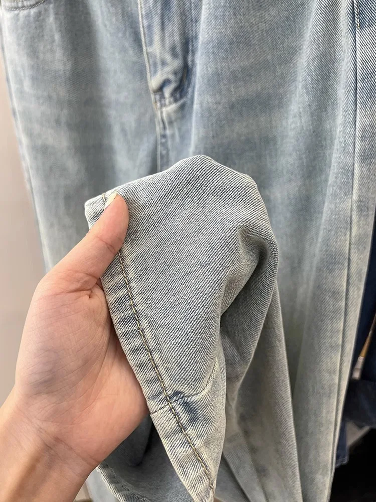 Jeans à lettres taille haute pour femmes, sens du nouveau design, pantalons amples et minces à jambes larges, pantalons à jambes droites pour