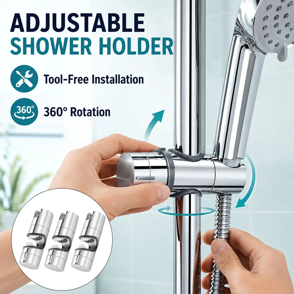 Support de barre de douche coulissante en ABS détachable 20-25 mm avec verrouillage sécurisé, antidérapant et réglable pour douchette, pièce de rechange pour salle de bain