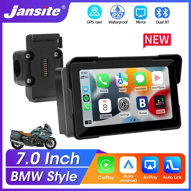 7-inch motorfiets Carplay GPS-navigatie voor BMW-stijl met originele beugel Draadloze Carplay Android Auto Dual Bluetooth - afbeelding 2