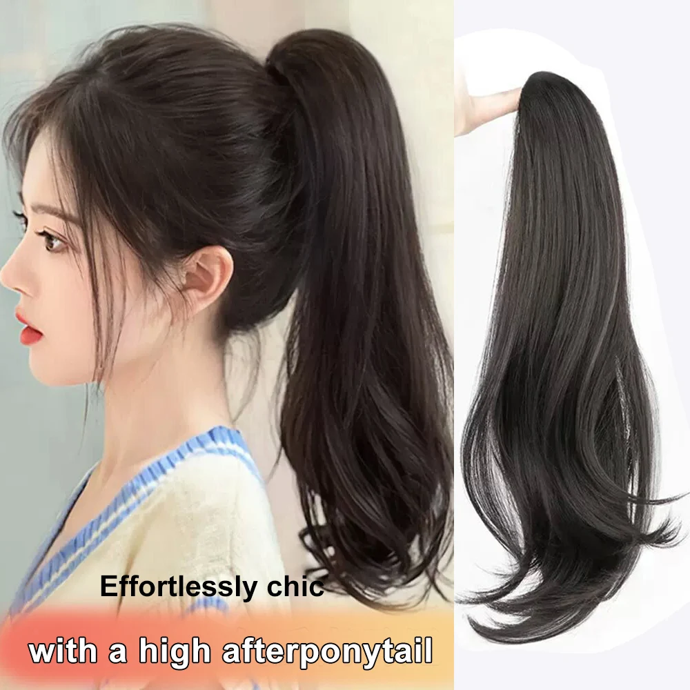 ALXNAN Synthetic Claw Clip Ponytail Natural Wavy Hair Natural Curly Hair Tail Ponny Tail For Women