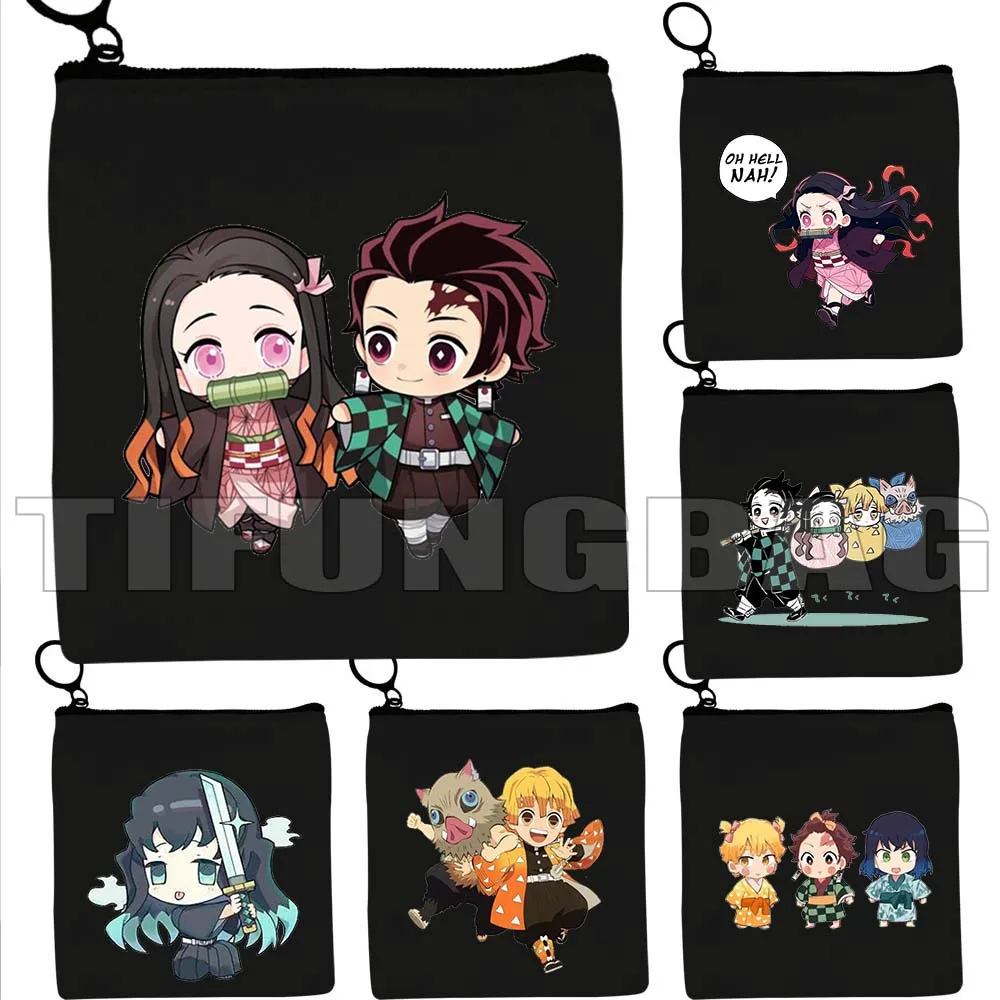

Demon Slayer Anime Kimetsu Kamado Nezuko Girl Inosuke Muichiro Tokito Tangiro Canvas Coin Purse Square Key Card Bag Wallet Pouch
