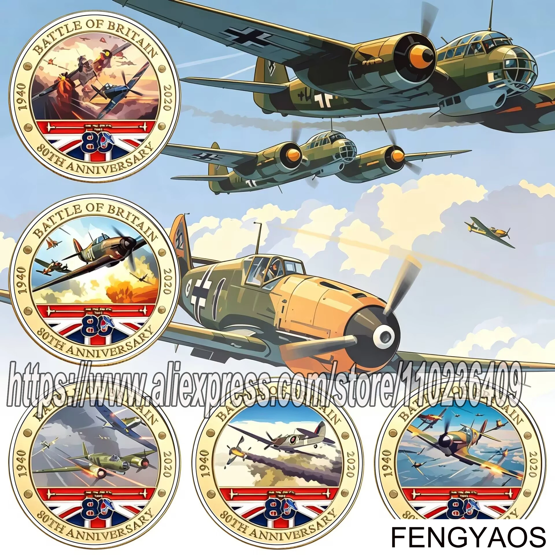 Stainless Steel  Battle of Britain Commemorative Brooch UK Military Challenge Badge Army Souvenir Medal Gifts for Soldiers