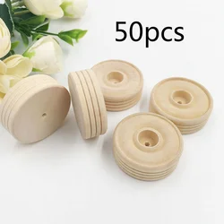 Wheels Wooden Wood Toy Wheel Crafts Mini Toys Diy Treaded Cars Unfinshed Carunfinished Axlehole Shapesclassichobby Round Craft