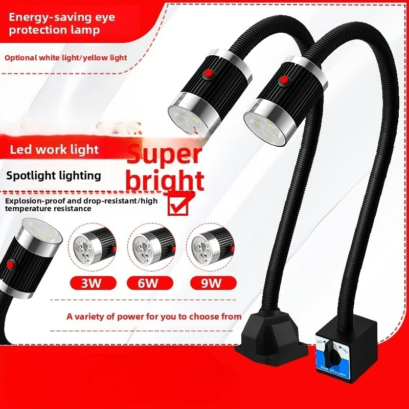 

LED CNC Machine Tool Work Lamp Lathe 110-220V 3/6/9W Gooseneck Workshop Working Lights milling Industrial Lamp