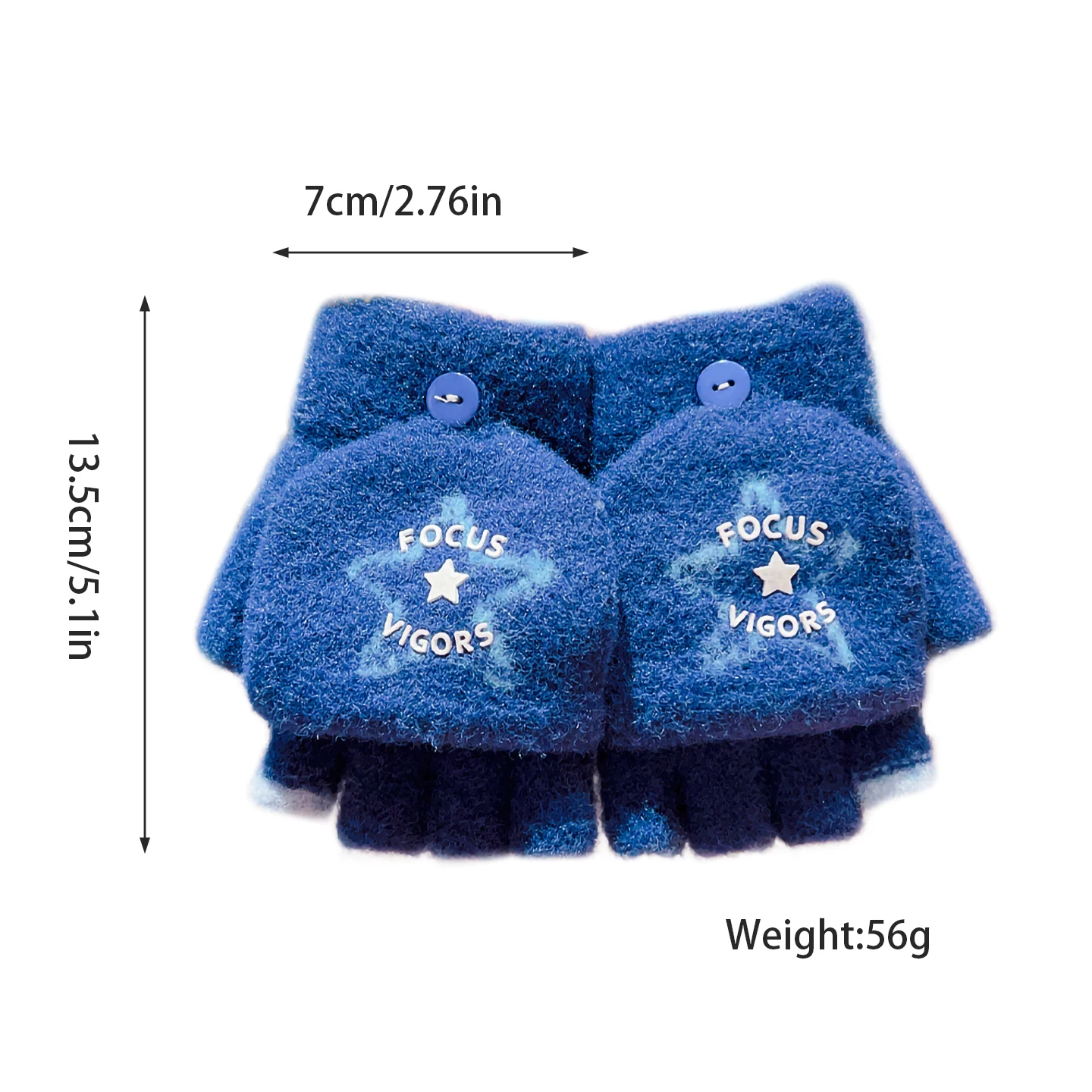 2-in-1-Winterhandschuhe für Kinder mit aufklappbarem Überzug, weiche, flauschige Handschuhe aus Kunstfellimitat, gestrickte Fäustlinge mit Stern- und Streifenmuster, halb- und volle Fingerhandschuhe für Jungen und Mädchen. – Detail 2