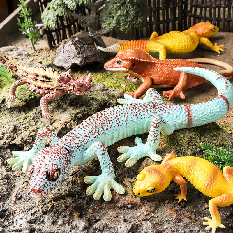 Oenux Simulation lézard sauvage Gecko caméléon animaux modèle amphibiens Reptile figurines d'action décoration enfants éducation cadeau jouet