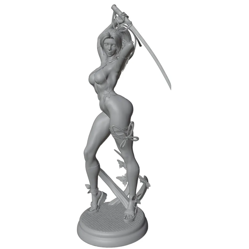 1/24 Female 	Warrior Resin Model Kits GK Miniature 3D Printed Gray Model Figurine DIY Doll Collection Unassembled And Unpainted view 3