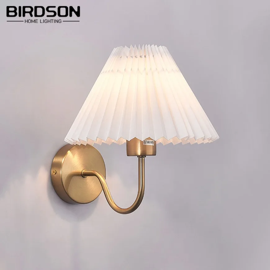 nordico moderno plissado lampada de parede estilo guarda chuva luz decorativa quarto cabeceira corredor sala de estar interior casa e27 01