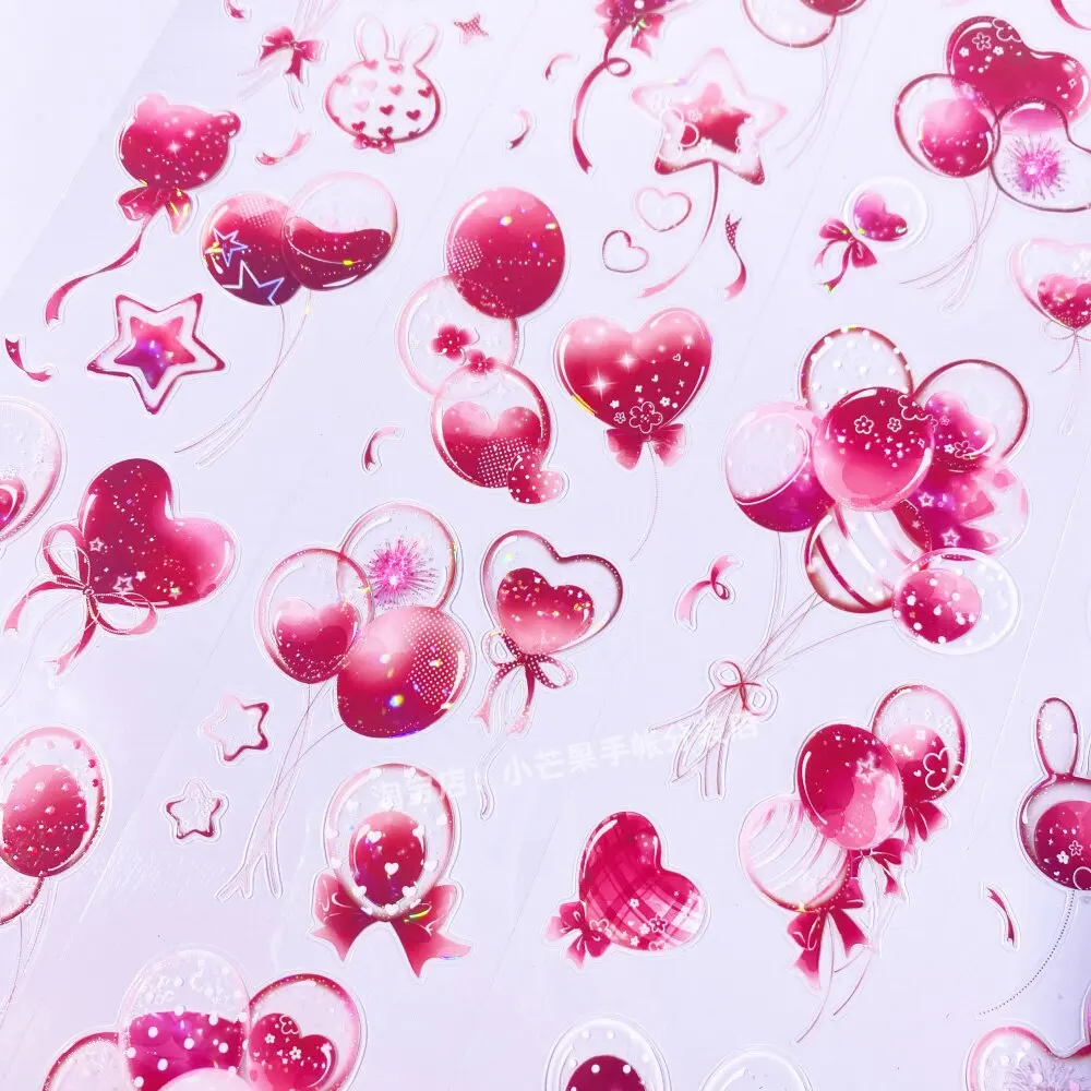 Festival Celebration New Seven Days Balloon Heart Love PET Washi Tape Stickers PET Scrapbooking Card Making Journal Decor