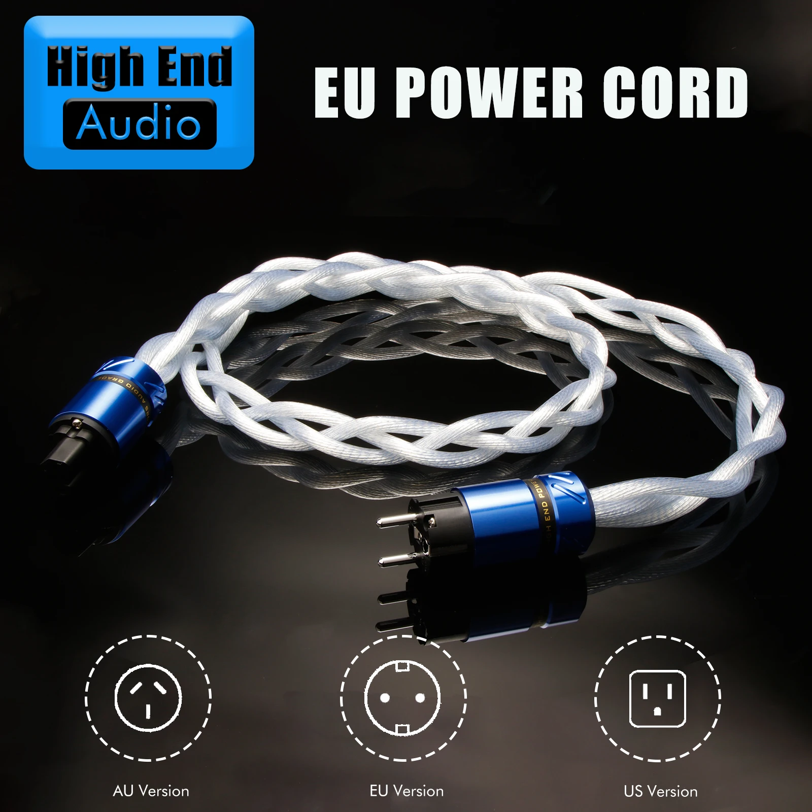 Preffair Hi-End Audio AC Power Cable OFC Copper EU/US/AU series Rhodium plated Connector Aluminum Alloy shell audio power cord