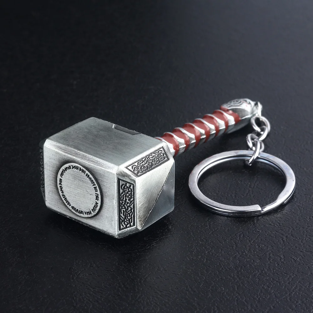 Thor Hammer Metal Keychain Movie Jewelry Key Ring Cosplay Prop Key Holder For Fans Bag Ornament Car Pendant Gift