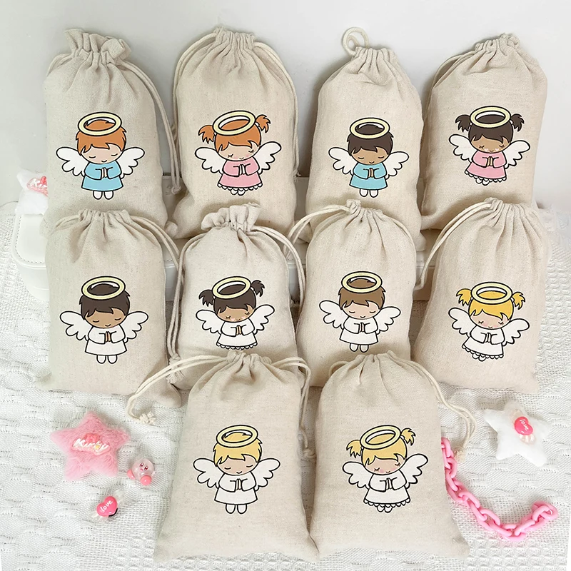 5pcs angel gift bags Boy Girl 1st Birthday party baby shower Baptism Christening First Holy Communion Christmas decoration sign