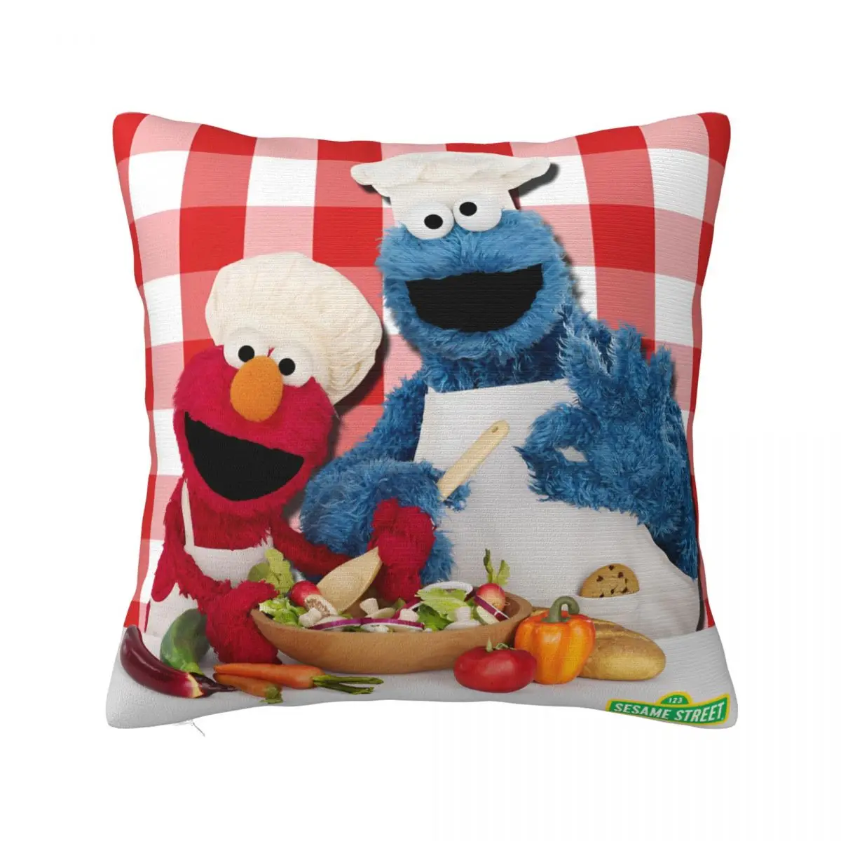 S-Sesame Streets Pillowcase Printing Polyester Cushion Cover Decoration Cookie Monster Cartooon Throw Pillow Case Cover Sofa