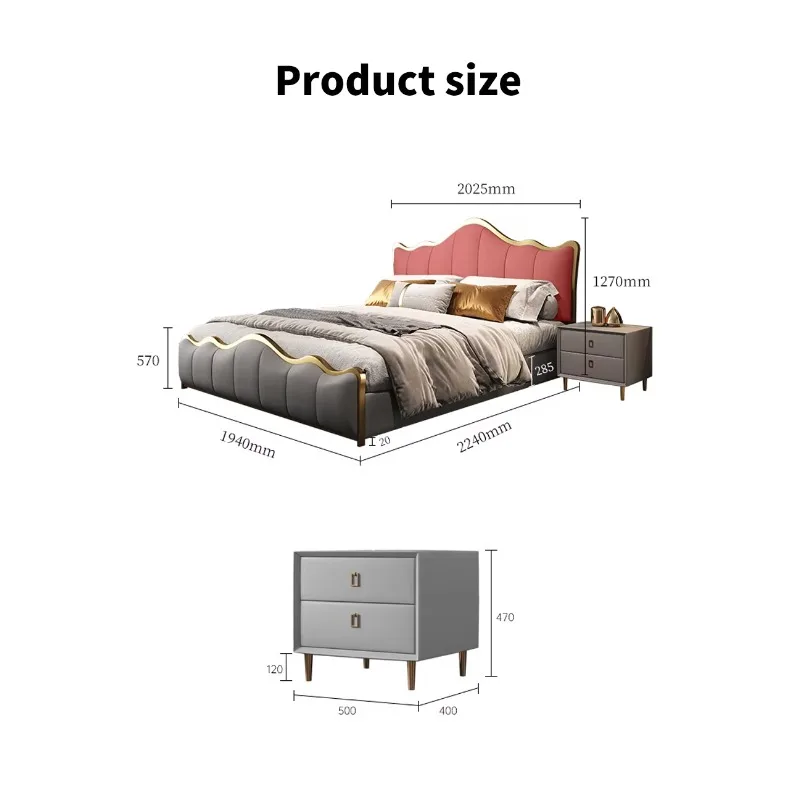 Modern Deluxe Full Size Bedroom Furniture Set with Headboard Double Upholstered Bed