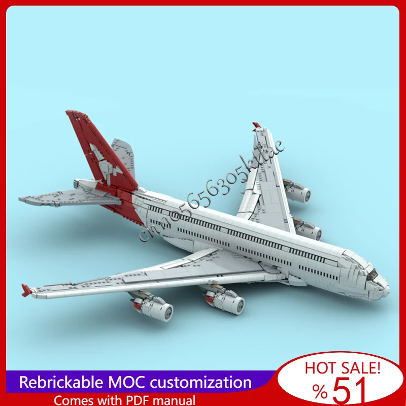 MOC Airlines A380 Aircraft Modify Building Retractable Flaps Block Model Children Assembly Educational DIY Set Christmas Gifts
