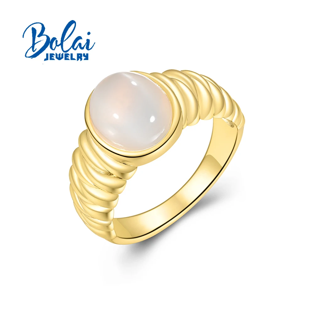 

Simple design 925 sterling silver women's rings 3.85ct nature oval 8*10mm white moonstone fine jewelry for Proposal wedding gift