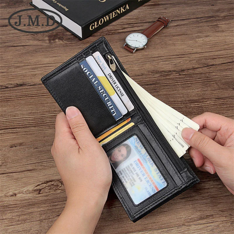 

casual leather wallet Men's cowhide short RFID anti-theft brush multi clip wallet US dollar wallet