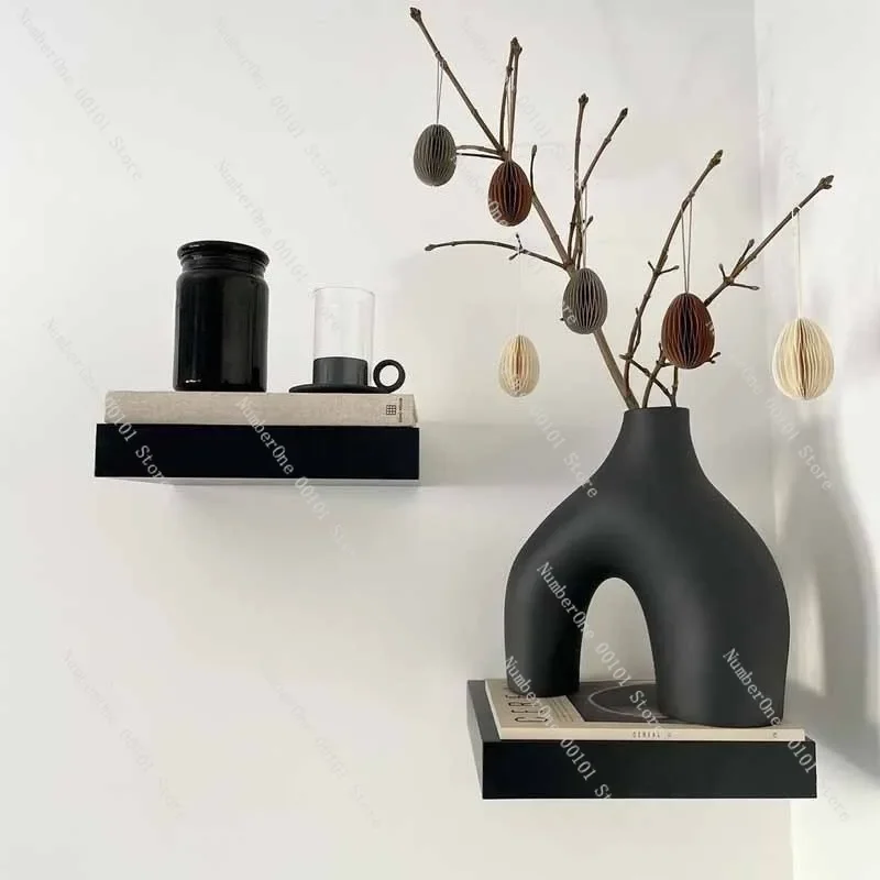 Nordic Ceramic Vase for Living Room, Dried Flower Arrangement Display, Black White TV Cabinet Decor
