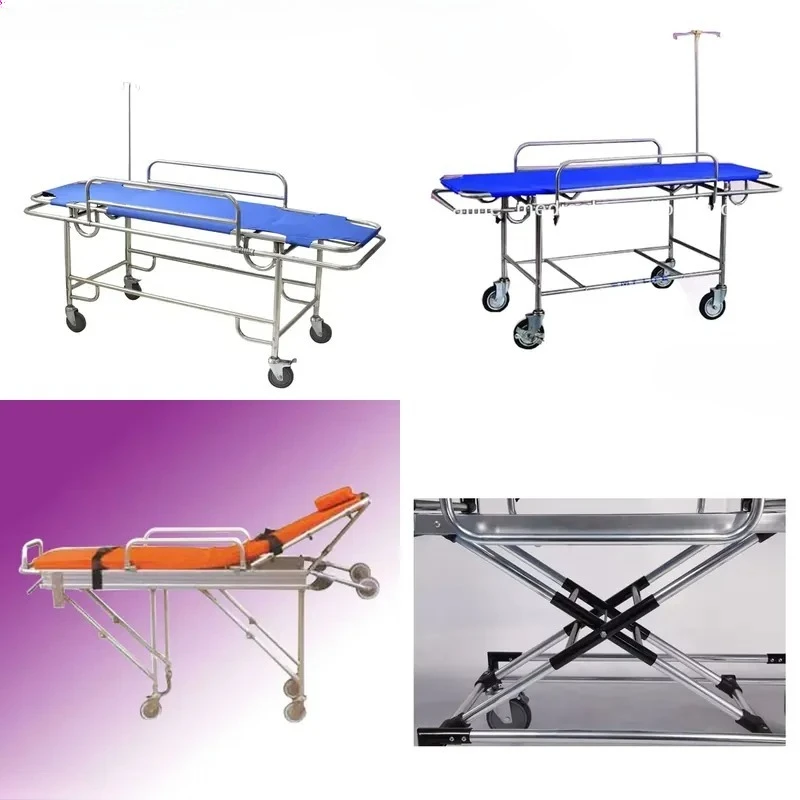Adjustable Stainless Steel Patient Transfer Stretcher Bed for Emergency Ambulance Rescue Medical Equipment