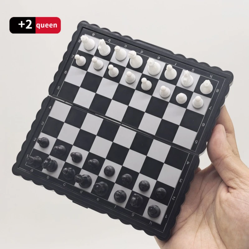 13cm Mini Magnetic Chess Set Portable Pocket Travel Board Game with 2 Extra Queens