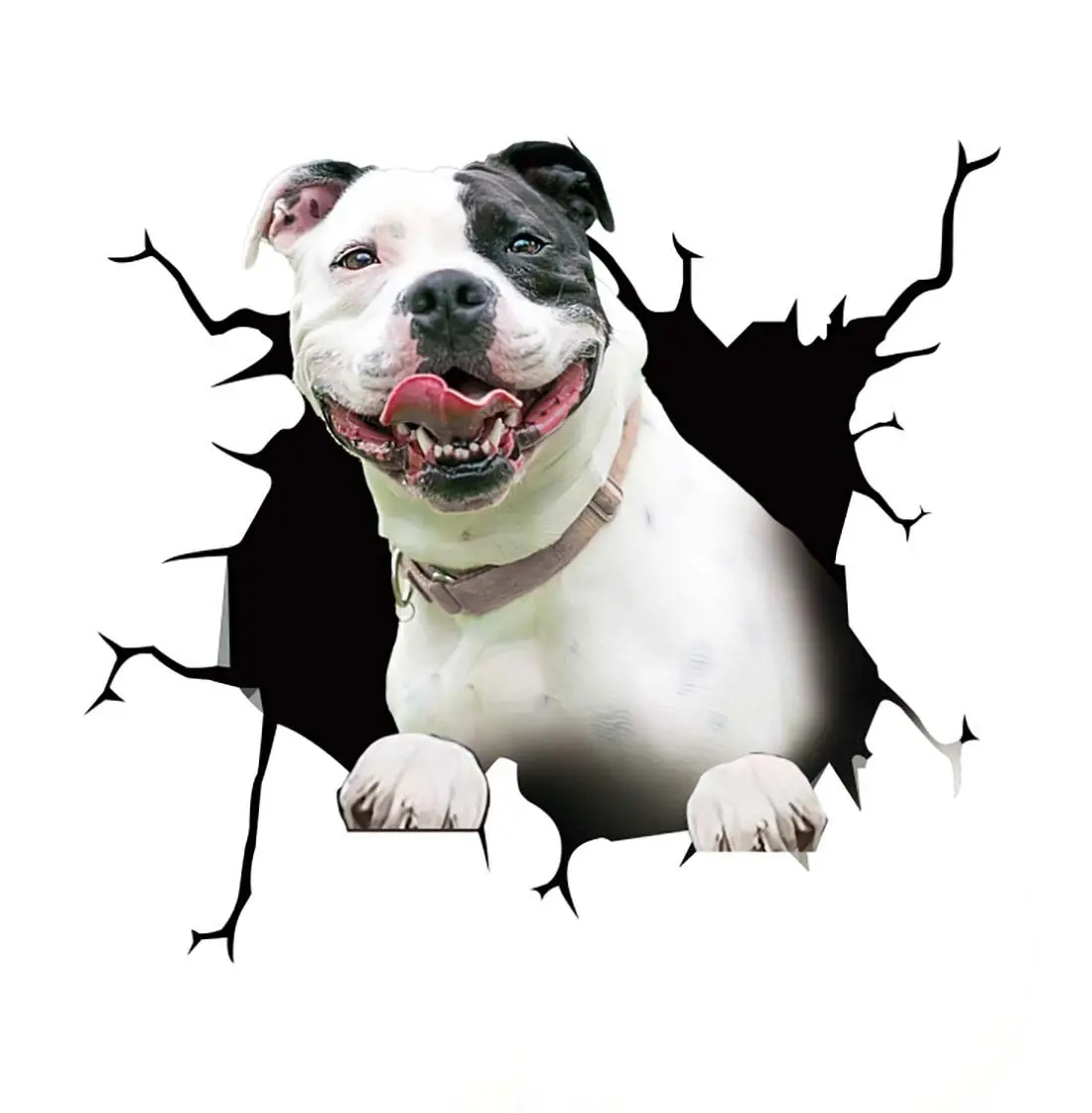 LYKX Auto Rear Window Puppy Broken Window Stickers Electrostatic 3D Simulation French Bulldog Car Stickers Vinyl Decals