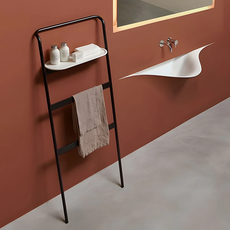 No punching vertical pure copper white towel rack bathroom simple black movable