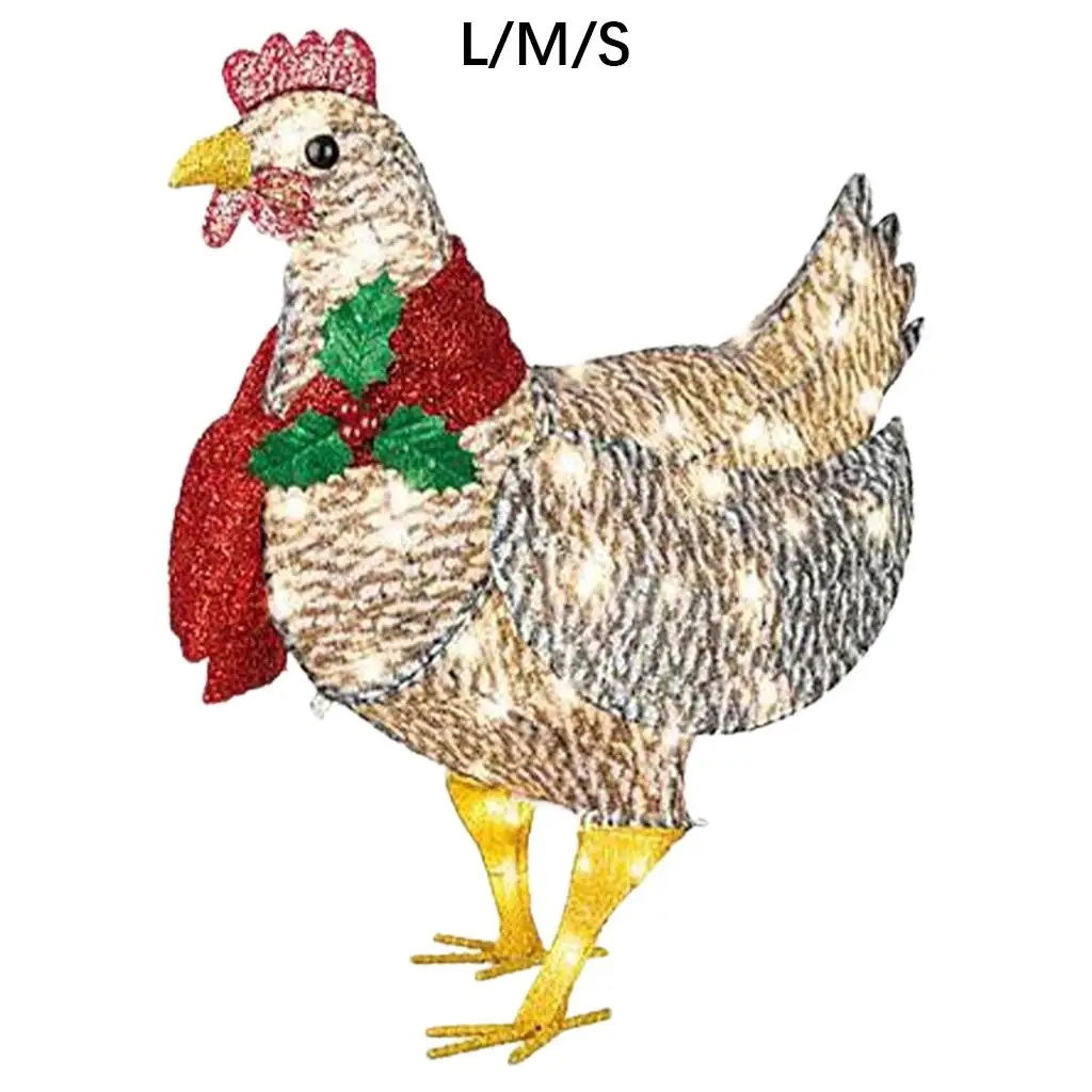 

Decorative Christmas Light-Up Chicken with Scarf Garden Lawn Xmas Gifts