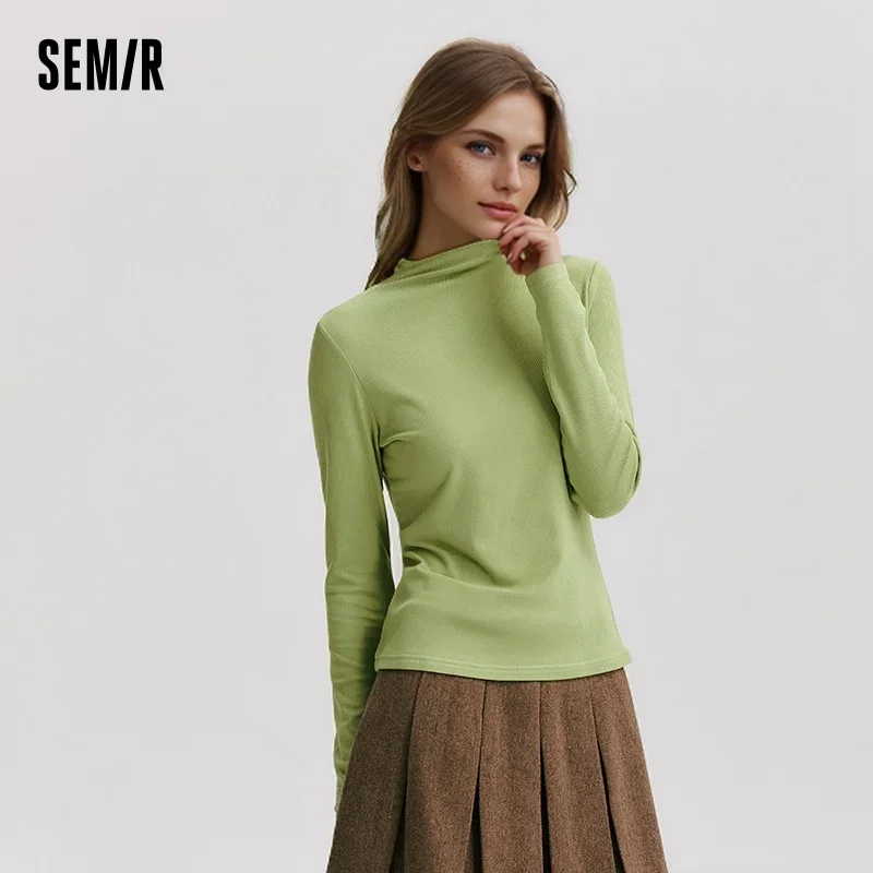 

Semir Long Sleeve T-Shirt Women Moisture-Wicking Thermal Antibacterial 2024 New Winter Solid Color Tight Fleece Base Layer