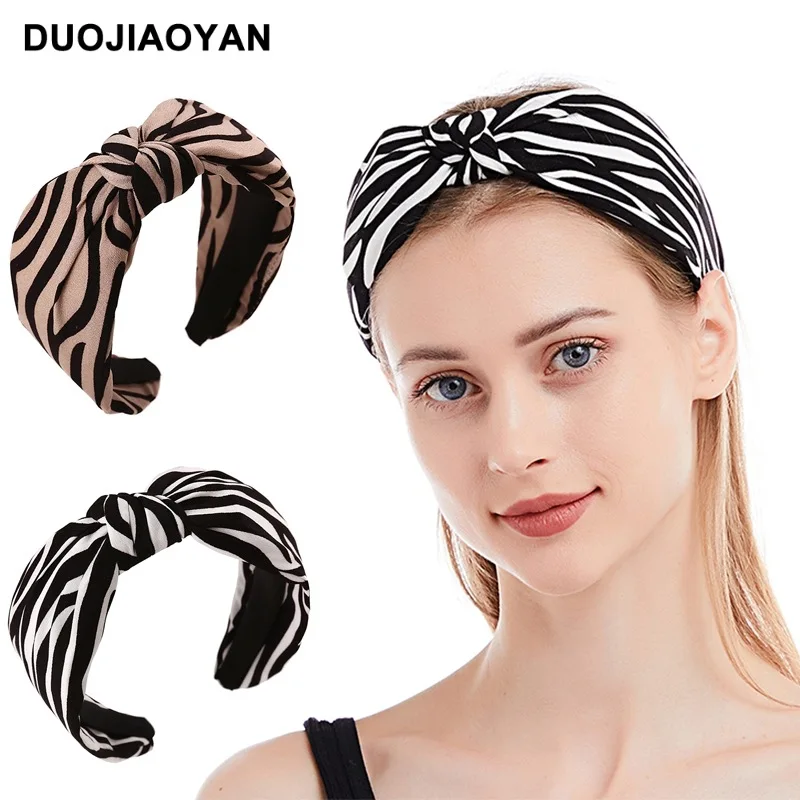 New Zebra Pattern Fabric Ins Style Knot In The Middle Face Washing Temperament Senior Female Headband Hair Accessories