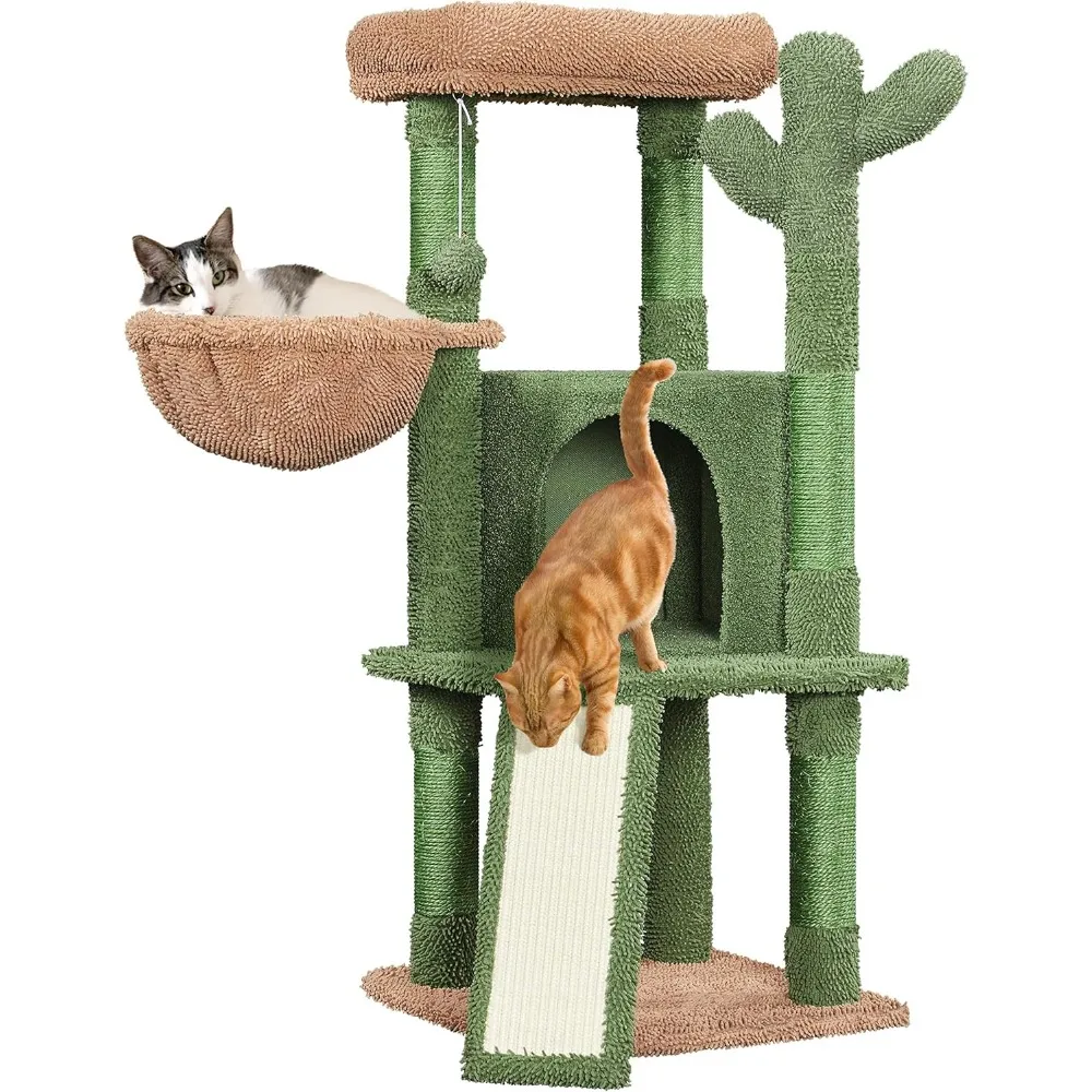 

42″ H Cactus Cat Tree,Cute Cat Tower w/Scratching Posts,Indoor Cats Furniture Pet Activity Center Play House w/Platform