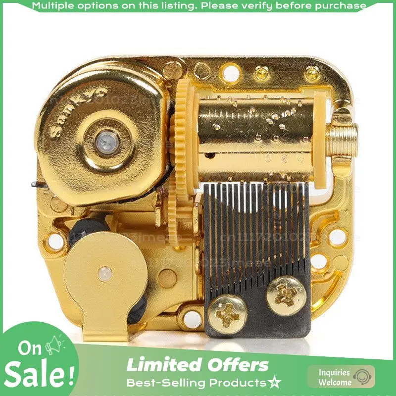 Gold Plated DIY Sankyo 18Note Music Box Movement Japanese Music Box Mechanism with Spring Winder MultiTune Programmable Movement