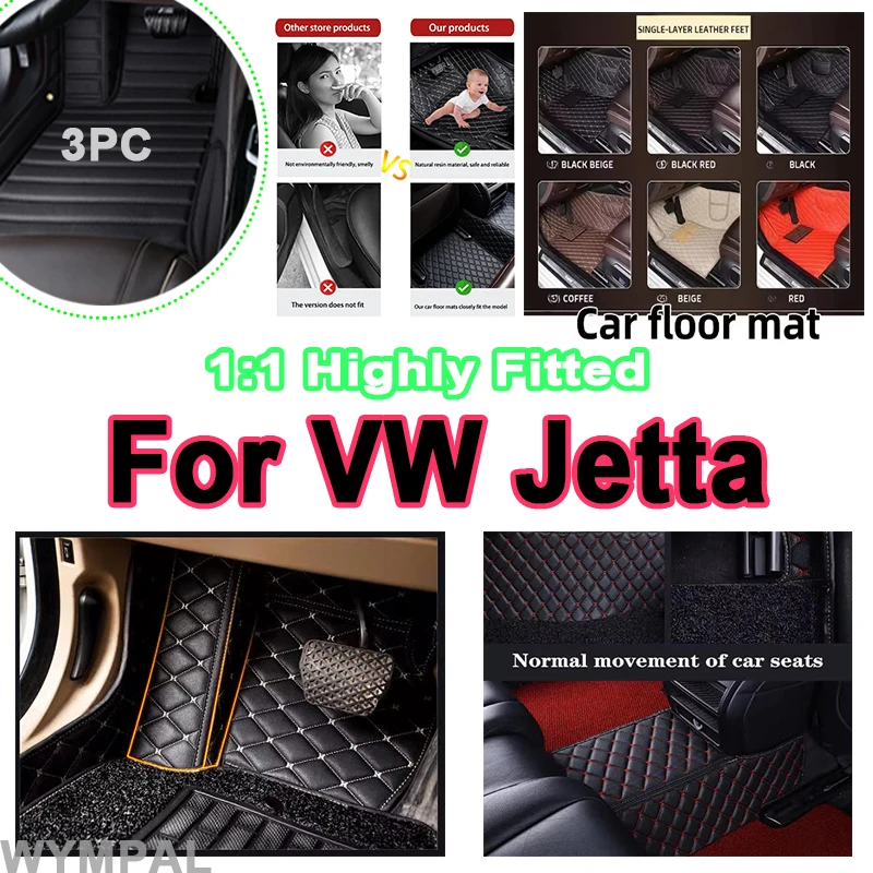 

Luxury Leather Car Floor Mats For VW Jetta Vento A7 2019 2020 2021 2022 2023 Interior Parts Car protective full set Accessories