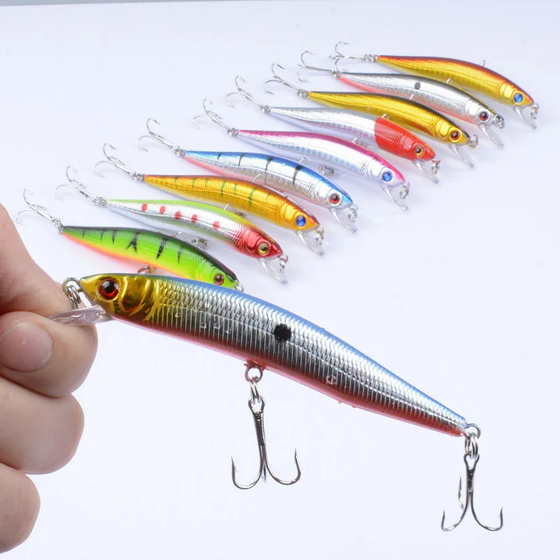 Floating Minnow Fishing Lure 10cm 9g 3D Eyes Crankbait Wobblers Artificial Plastic Hard Bait Bass Pike Jerkbait Fishing Tackle