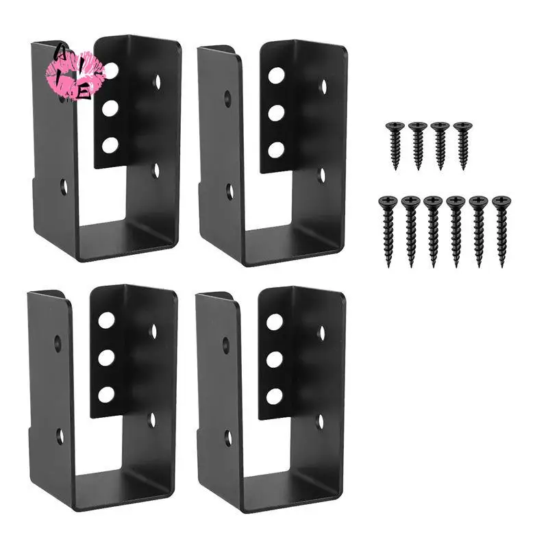 A11E-Concealed Joist Hanger 4PCS,2Inx4in Outdoor Concealed-Flange Light Joist Bracket, Q235B Steel Powder-Coated Joist Hanger Du