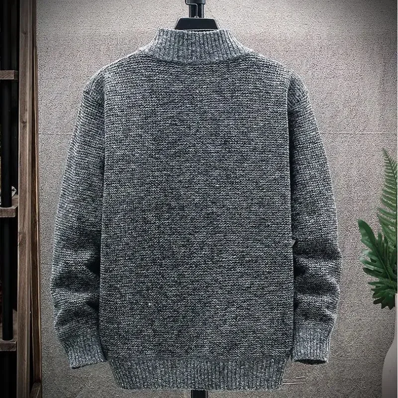 Men Cardigan Sweater Coat Autumn Winter Warmth Thickening Stand-up Collar Casual Male Clothing Knitted Sweater Stitching Jacket