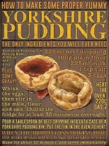 How to Make Proper Yummy Yorkshire Pudding Rustic Retro Shabby Chic Metal Tin Sign Garage Vintage Garden House Wall Decor 1 sign