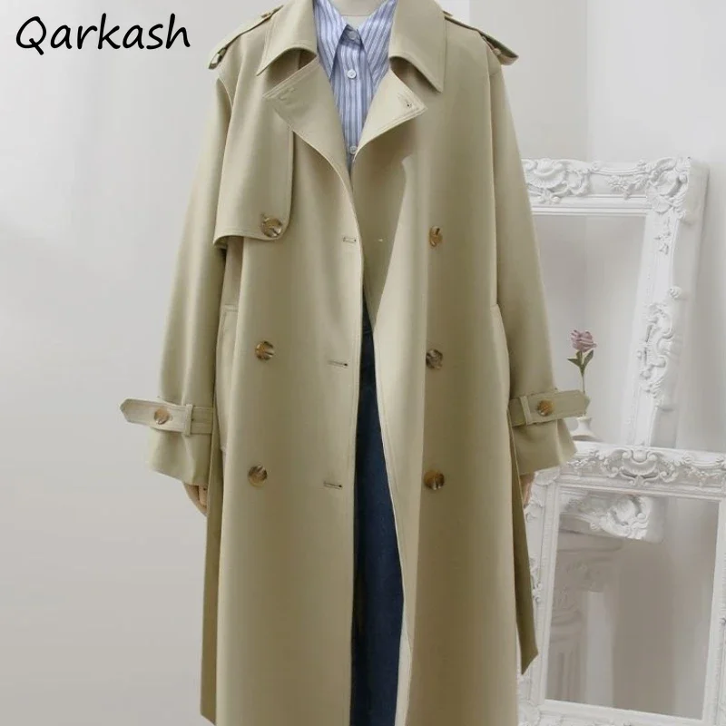 

Тренчи женские однотонные в корейском стиле повседневные универсальные элегантные женские шикарные уличные приталенные популярные ветровки мягкая верхняя одежда