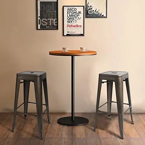 Stackable Metal Bar Stools, High Back Stackable Kitchen Stools, Waterproof and Durable, Indoor and Outdoor, Pack of 4, 30 In