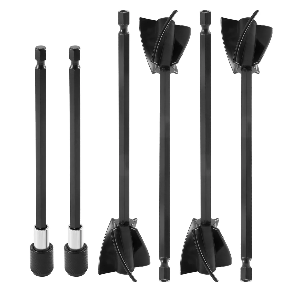 TFBC Palette per miscelatore di vernice in resina epossidica per trapano, 4 palette per miscelatore per trapano in resina riutilizzabili per agitatore di vernice e 2 aste di prolunga