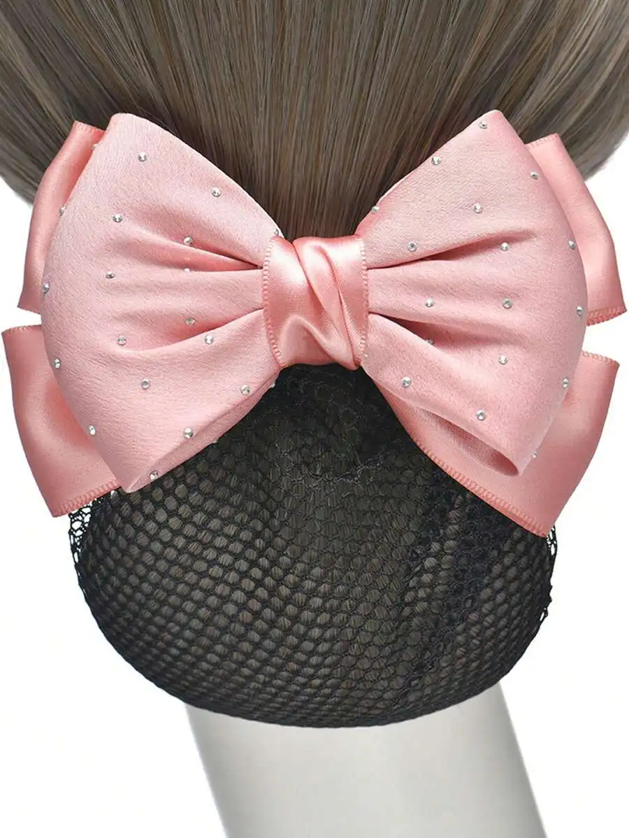 

Elegant Vintage Hair Bun Net With Rhinestones And Bowknot For Women