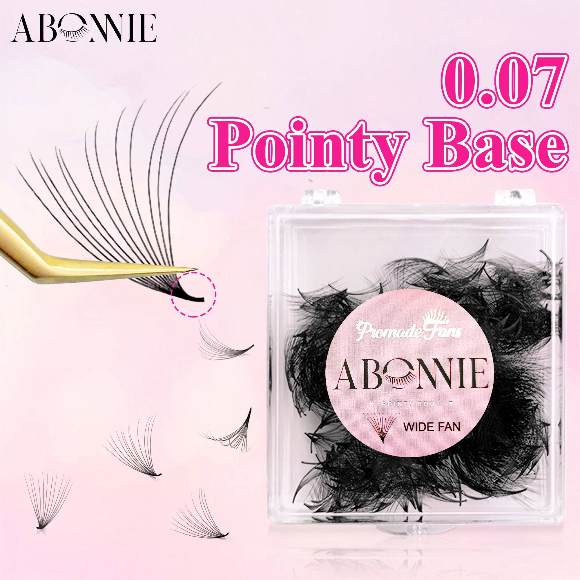 ABONNIE 500 Ventole Base a punta sottile Ventole preconfezionate con stelo stretto e sottile 0,05 0,07 Base affilata 6D 8D 10D 20D Estensione ciglia volume