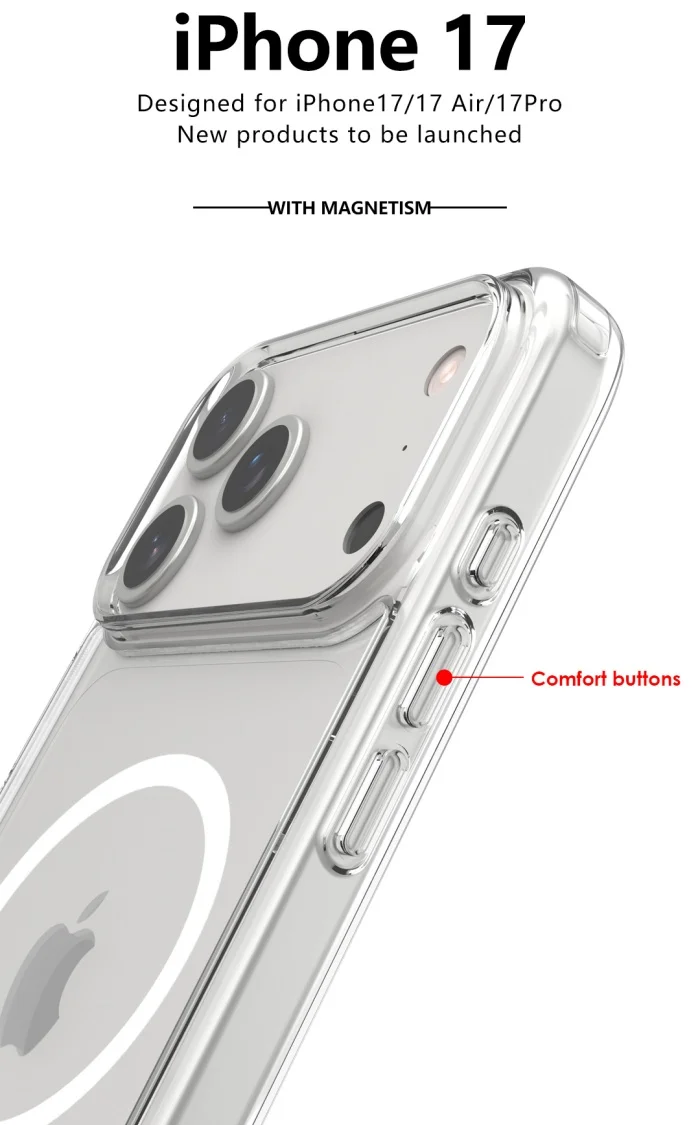 Shockproof For Magsafe Clear Magnetic Wireless Charge Case For iPhone 17 Air 17 Pro Max Hybird Hard Acrylic Back Cover Bumper - náhled 4