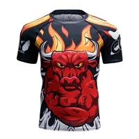 Camiseta de manga corta para hombre, camisa de compresión, gimnasio, Fitness, estampado 3D, informal, ropa para niño, novedad de verano