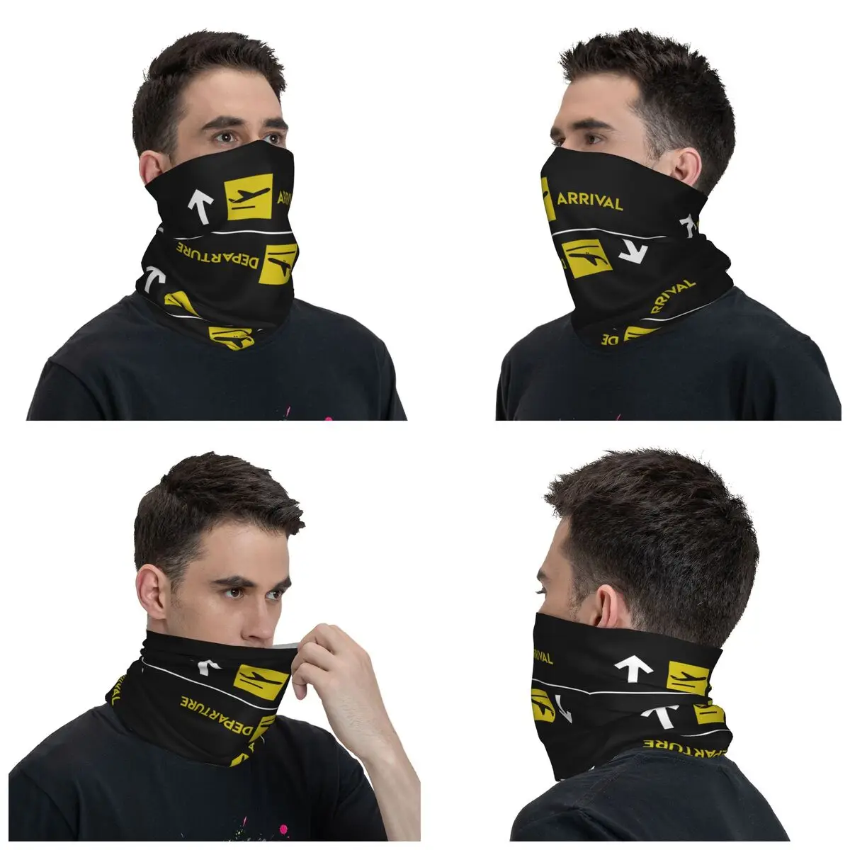 Aviation Departures Arrivals Bandana Neck Gaiter for Ski Hunting Women Men Wrap Scarf Aviator Pilot Gift Headband Warmer